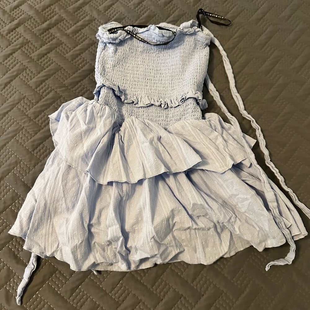 Katie J NYC Light Blue Smocked girls dress - Picture 3 of 3